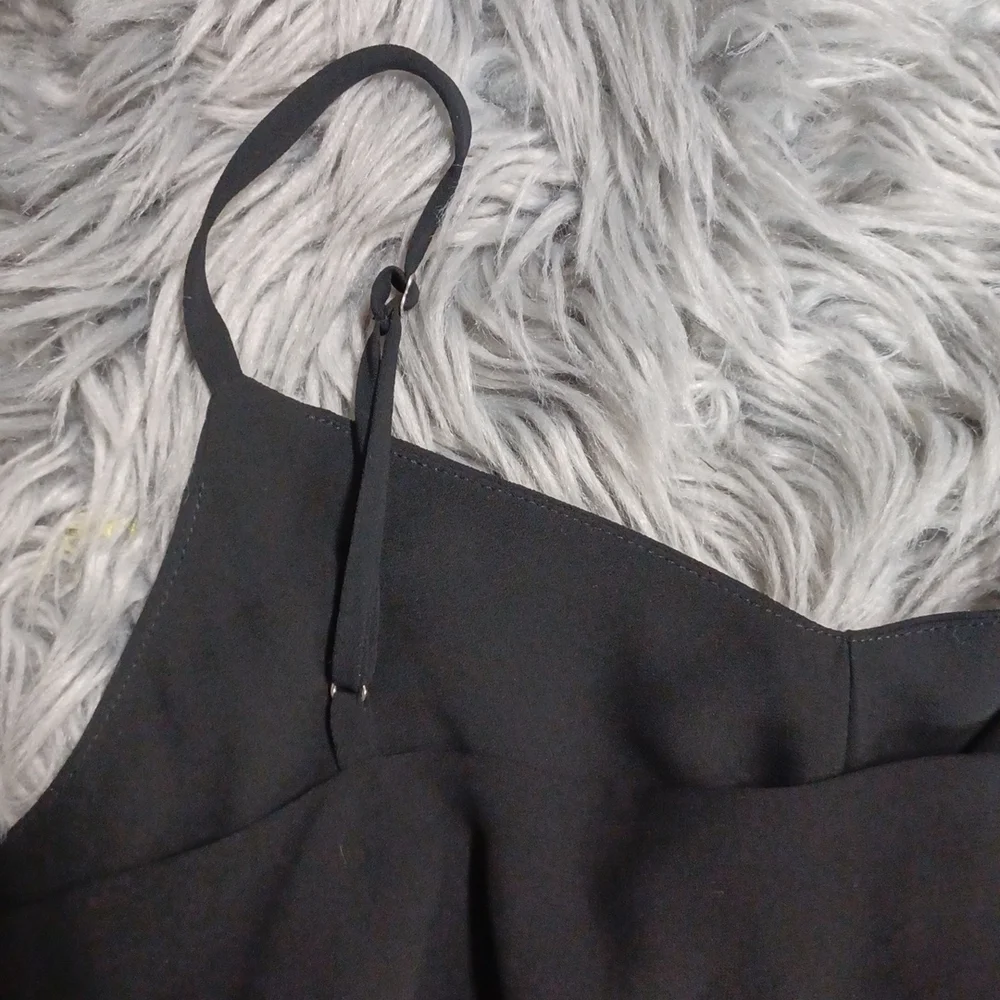 Naked Zebra black blouse, S Small cinch waist design, spaghetti straps - Picture 3 of 7